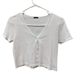 BRANDY MELVILLE v-neck white crop top